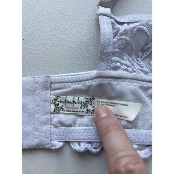 Free People Size M Bralette Metallic Lace Lavender Fairy Sheer Dainty Whimsigoth - Picture 7 of 9